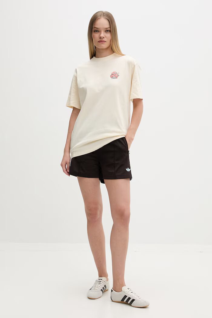 adidas Originals къс панталон тип анцуг дамски кафяв с висока талия KQ6521