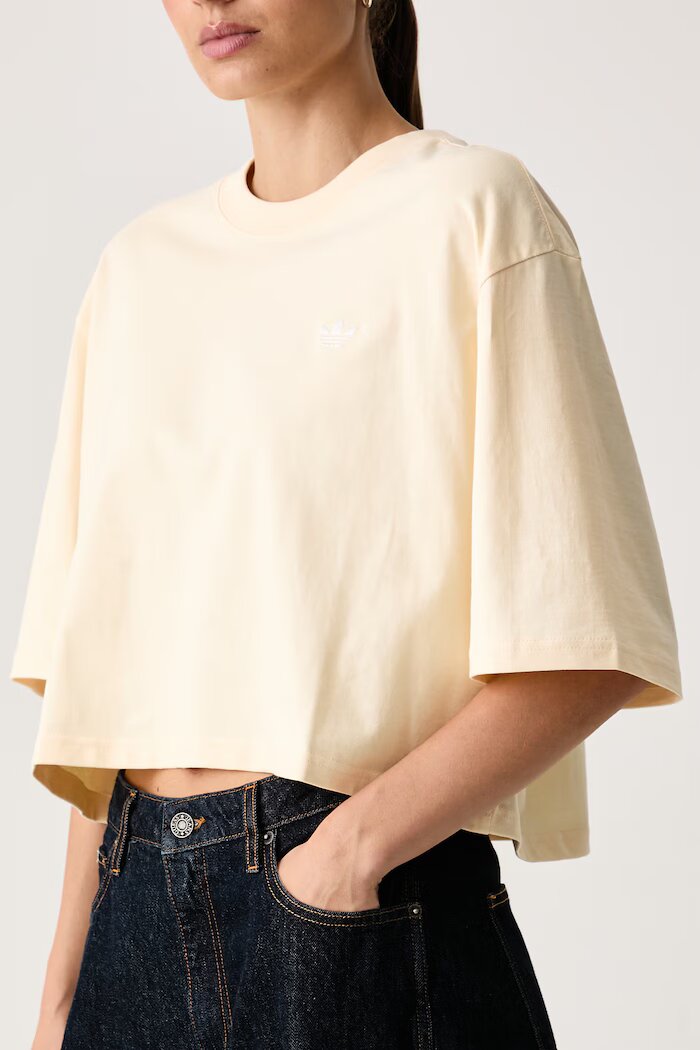 adidas Originals къс топ дамски от памук Essentials жълт KR3594