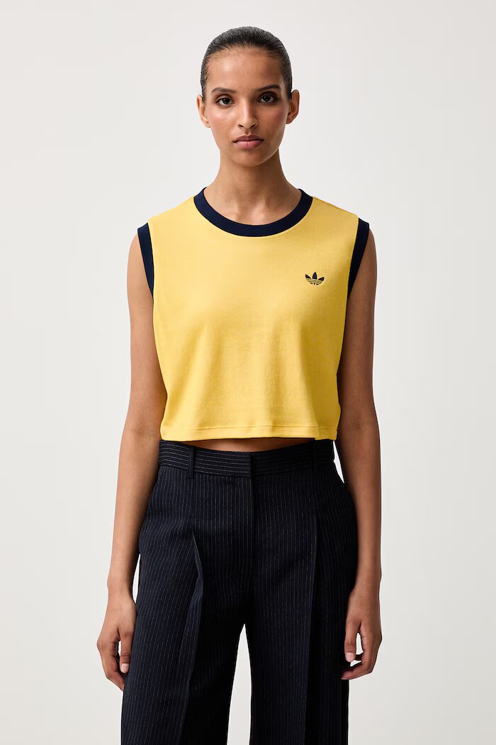 adidas Originals къс топ дамски с памук Heather жълт KS9955
