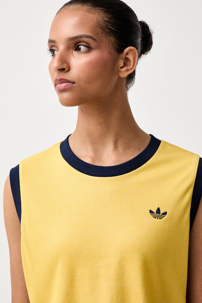 adidas Originals къс топ дамски с памук Heather жълт KS9955