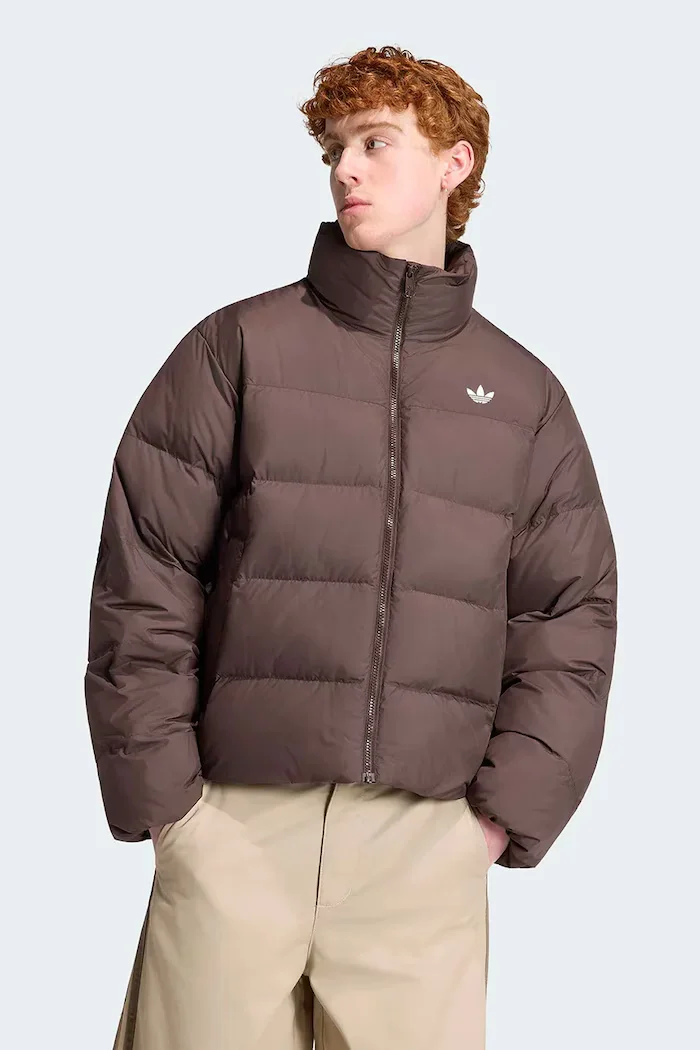 adidas Originals късо мъжко яке Stand Collar Regen кафяво KR7188