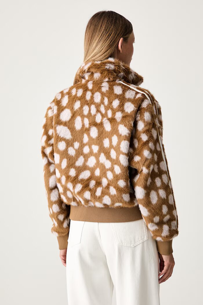 adidas Originals късо яке дамско Animal Print Firebird кафяво KT2142