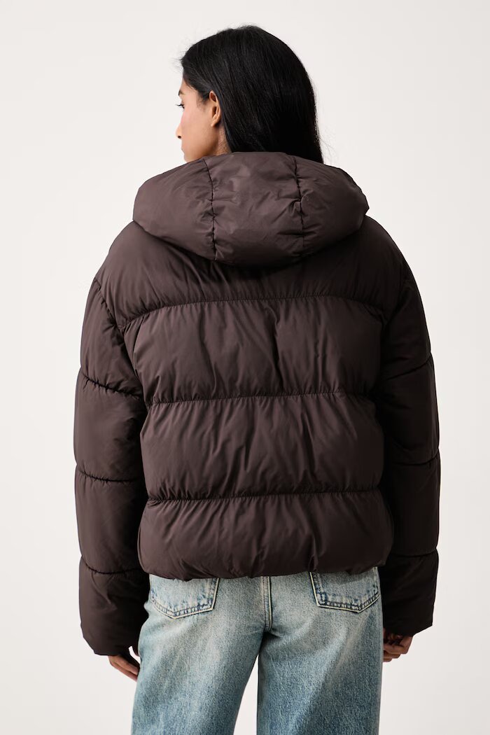 adidas Originals късо яке дамско Hooded Padded кафяво KR9559