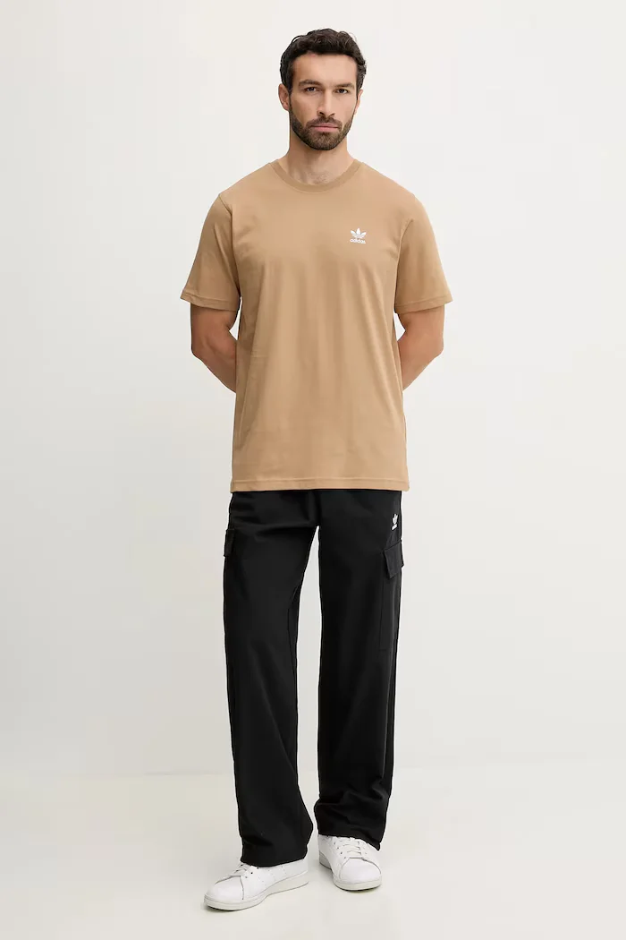 adidas Originals Памучен панталон Essentials мъжки в черно с кройка тип карго JX3913