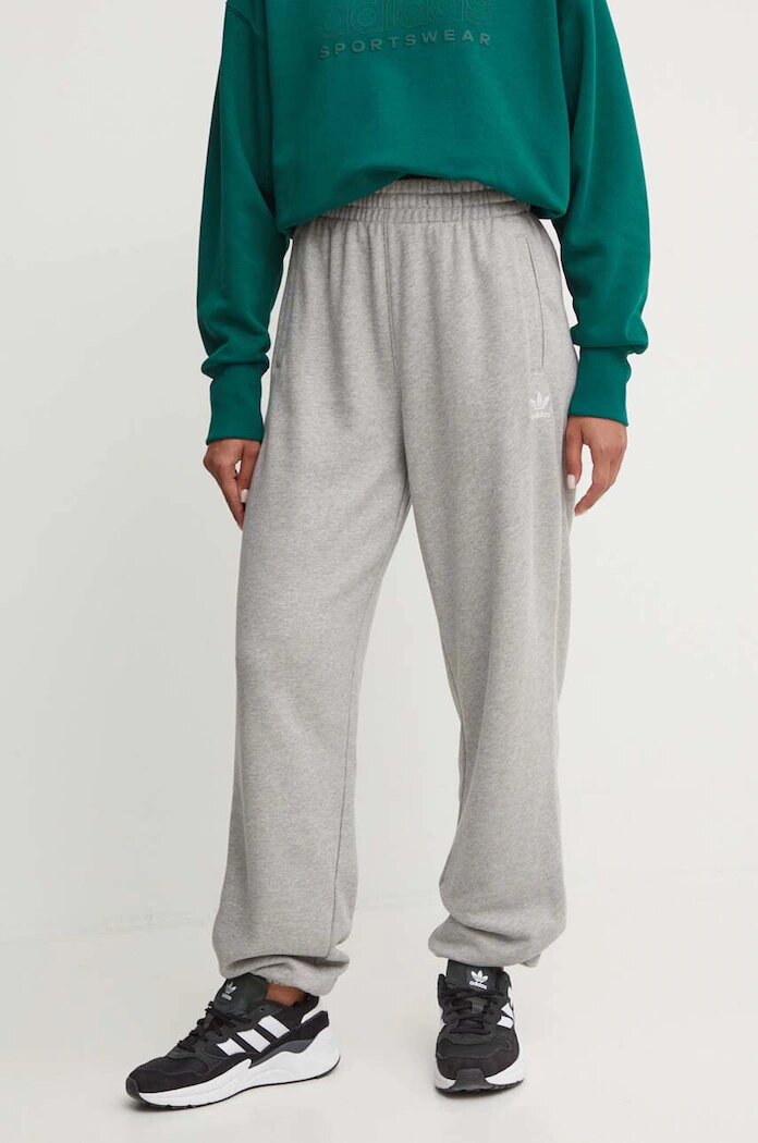 adidas Originals Памучен спортен панталон Essential в сиво с меланжов десен IY4988