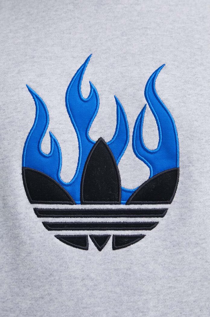adidas Originals Памучен суичър в сиво с качулка с меланжов десен IS2947