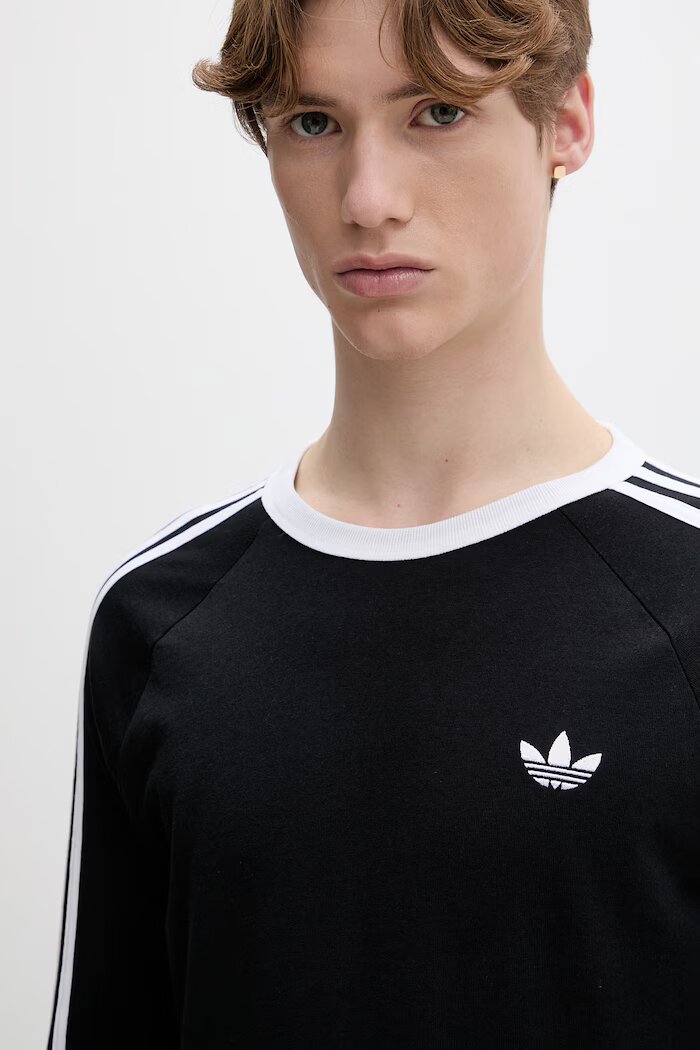 adidas Originals Памучна блуза с дълги ръкави в черно с изчистен дизайн KE3546