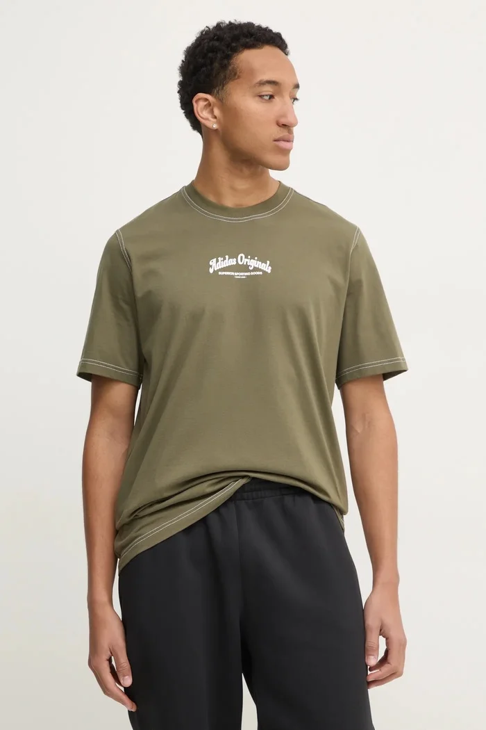 adidas Originals Памучна тениска Wabash в зелено с принт JP4476