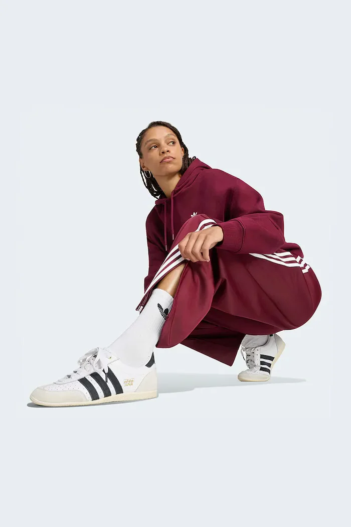 adidas Originals панталон дамски Firebird Barrel бордо с висока талия LF1060