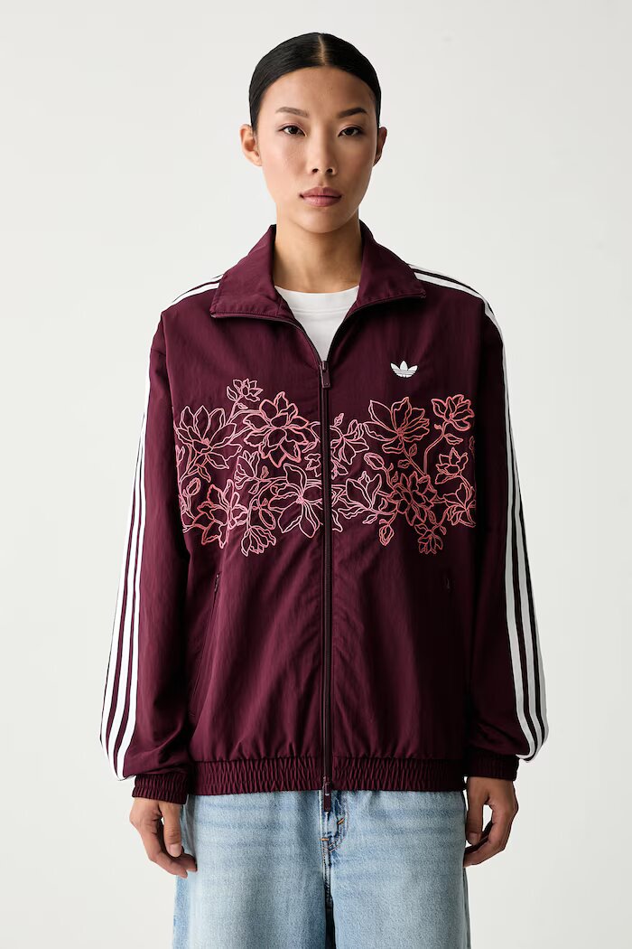 adidas Originals преходно яке дамско Floral Firebird бордо KX1875