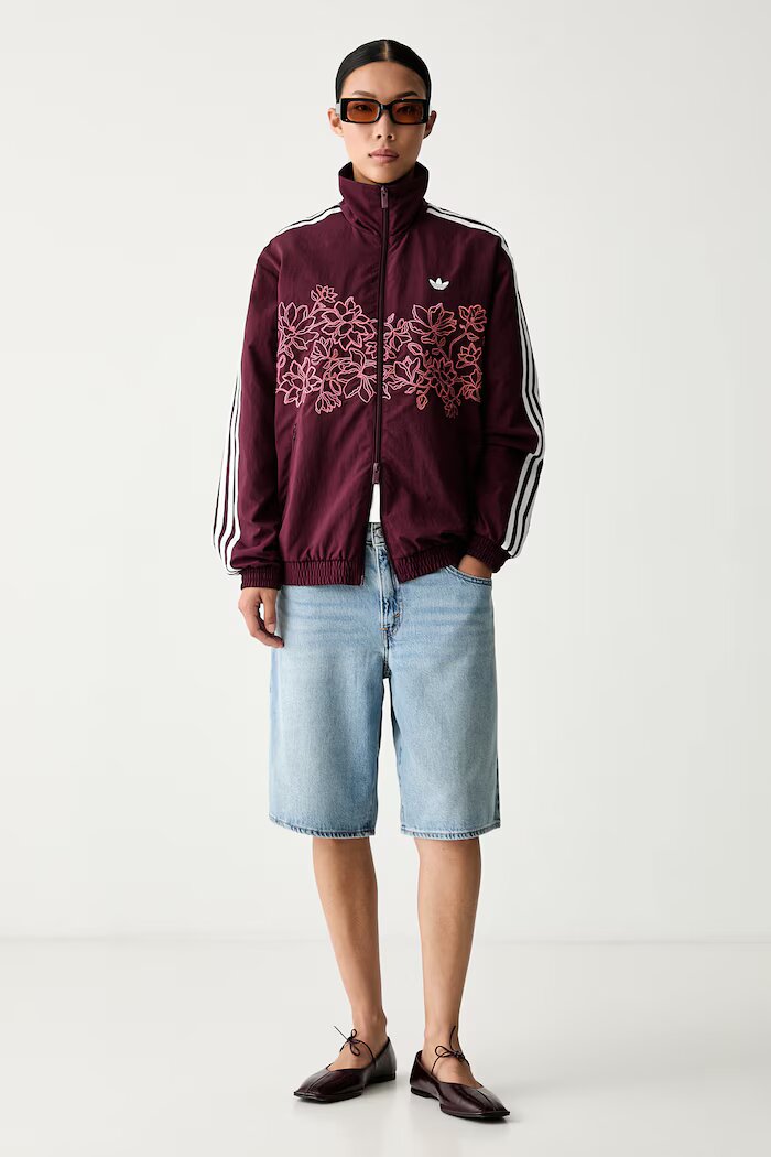 adidas Originals преходно яке дамско Floral Firebird бордо KX1875