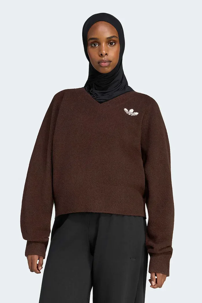 adidas Originals пуловер дамски Essentials Knit кафяв IA4444