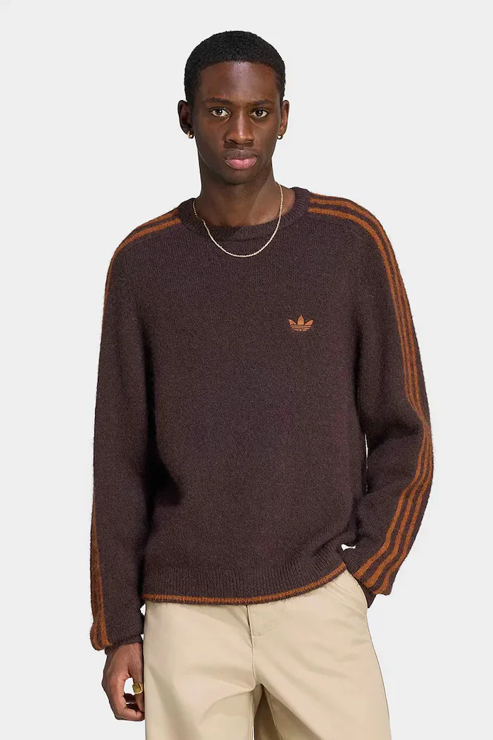 adidas Originals пуловер мъжки Fluffy Knit Crew кафяв KS4107