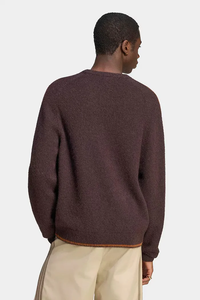 adidas Originals пуловер мъжки Fluffy Knit Crew кафяв KS4107