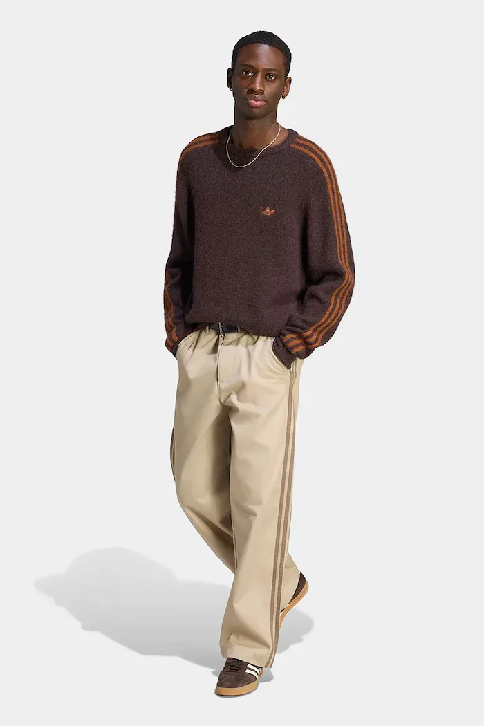 adidas Originals пуловер мъжки Fluffy Knit Crew кафяв KS4107