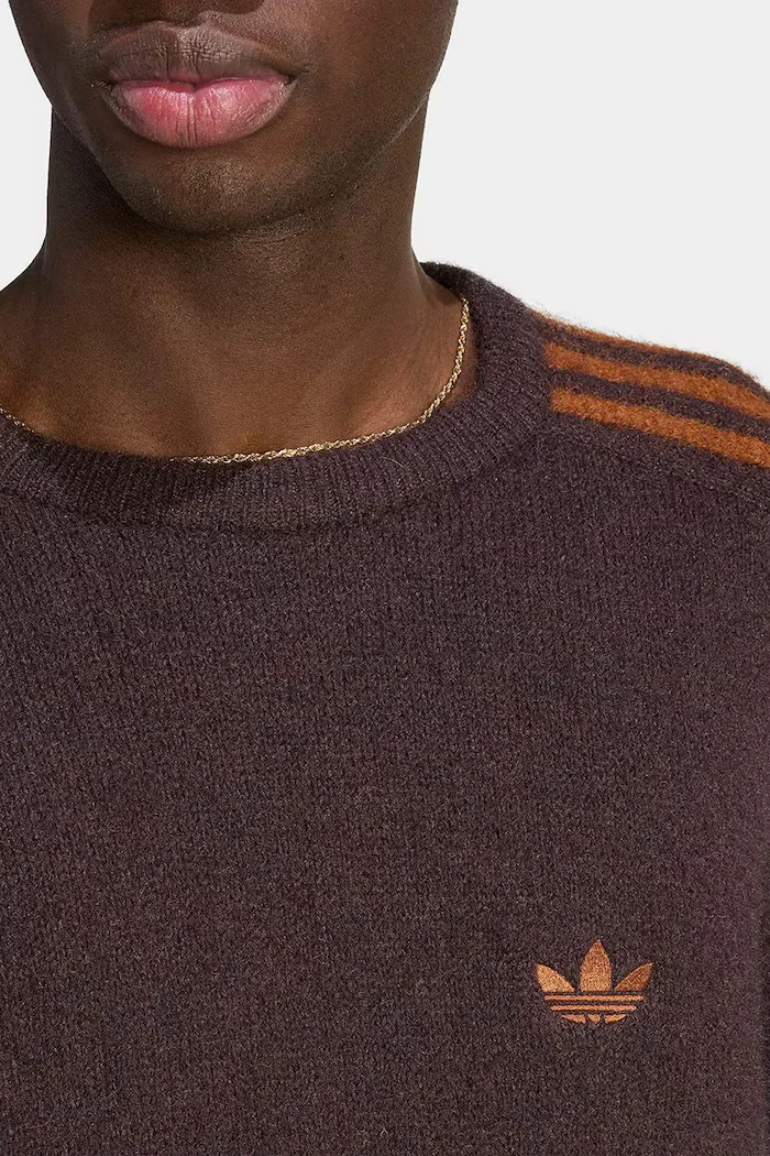 adidas Originals пуловер мъжки Fluffy Knit Crew кафяв KS4107