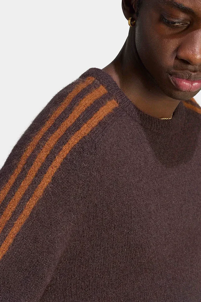 adidas Originals пуловер мъжки Fluffy Knit Crew кафяв KS4107