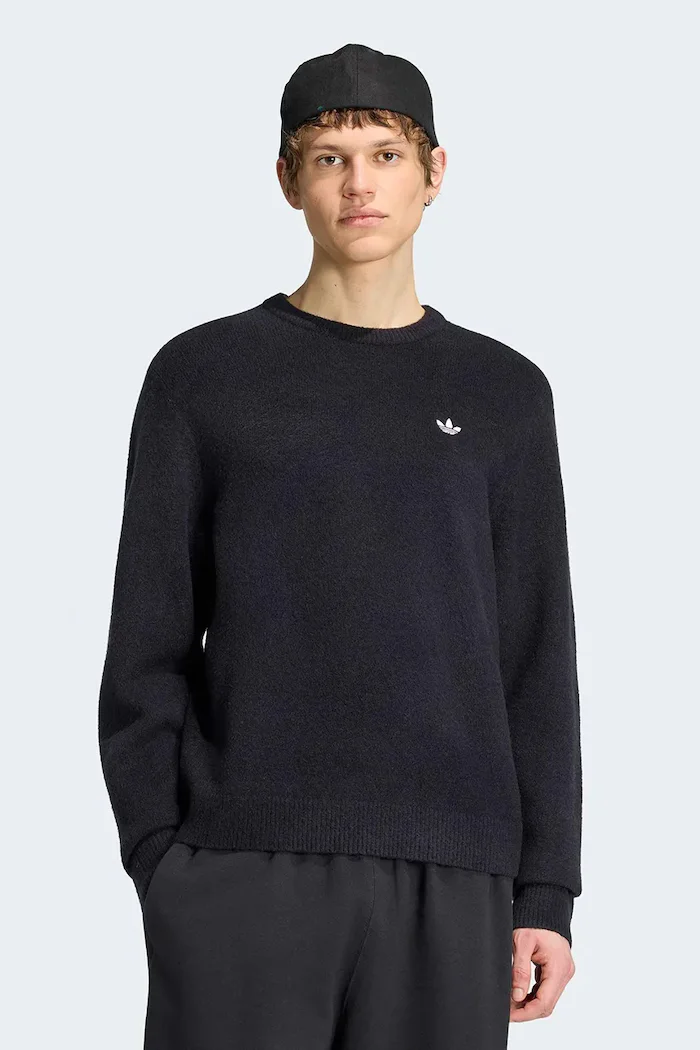 adidas Originals пуловер мъжки с добавена вълна Trefoil Essentials черен KS4891