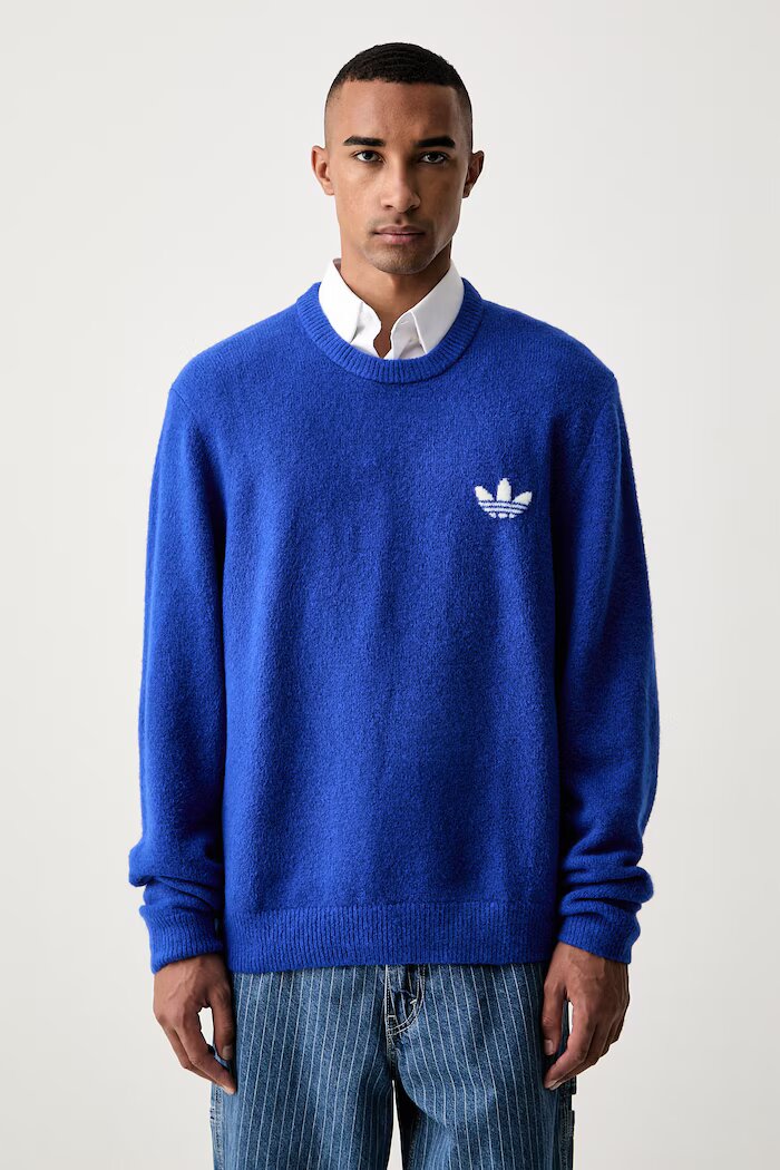 adidas Originals пуловер мъжки с вълна Trefoil Essentials син KS4890