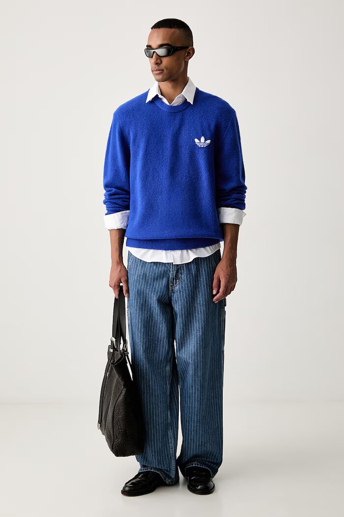 adidas Originals пуловер мъжки с вълна Trefoil Essentials син KS4890