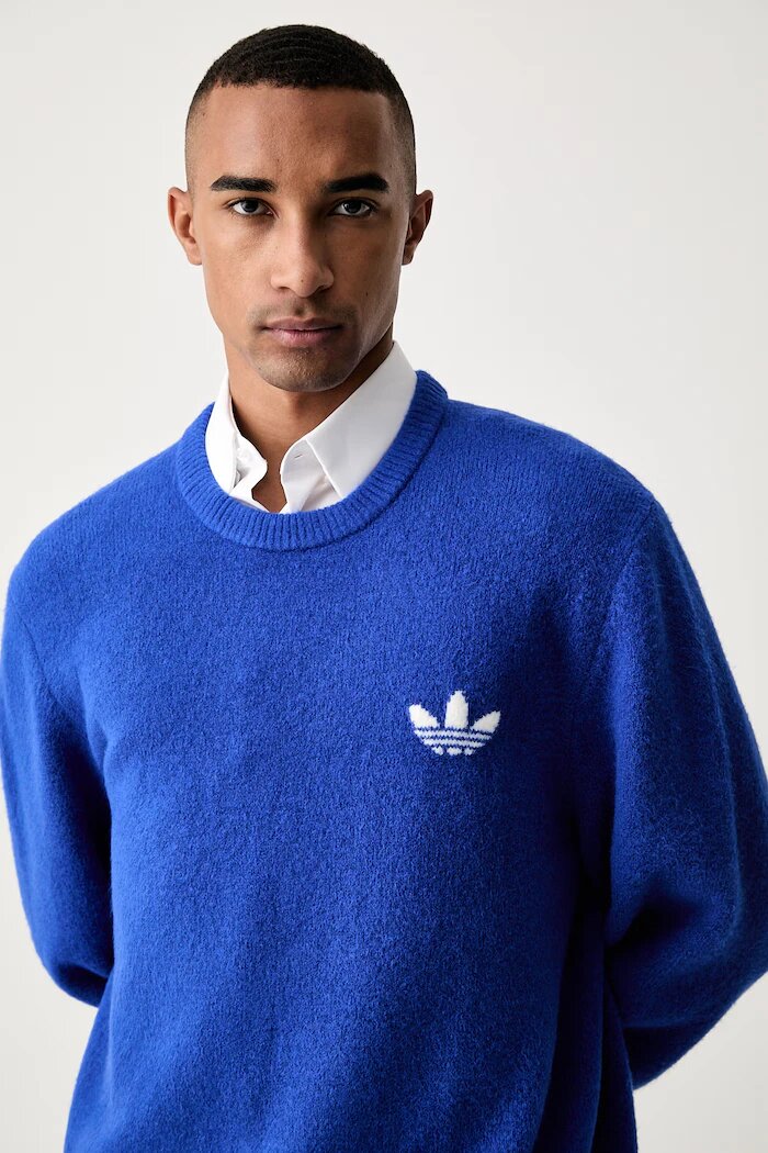 adidas Originals пуловер мъжки с вълна Trefoil Essentials син KS4890