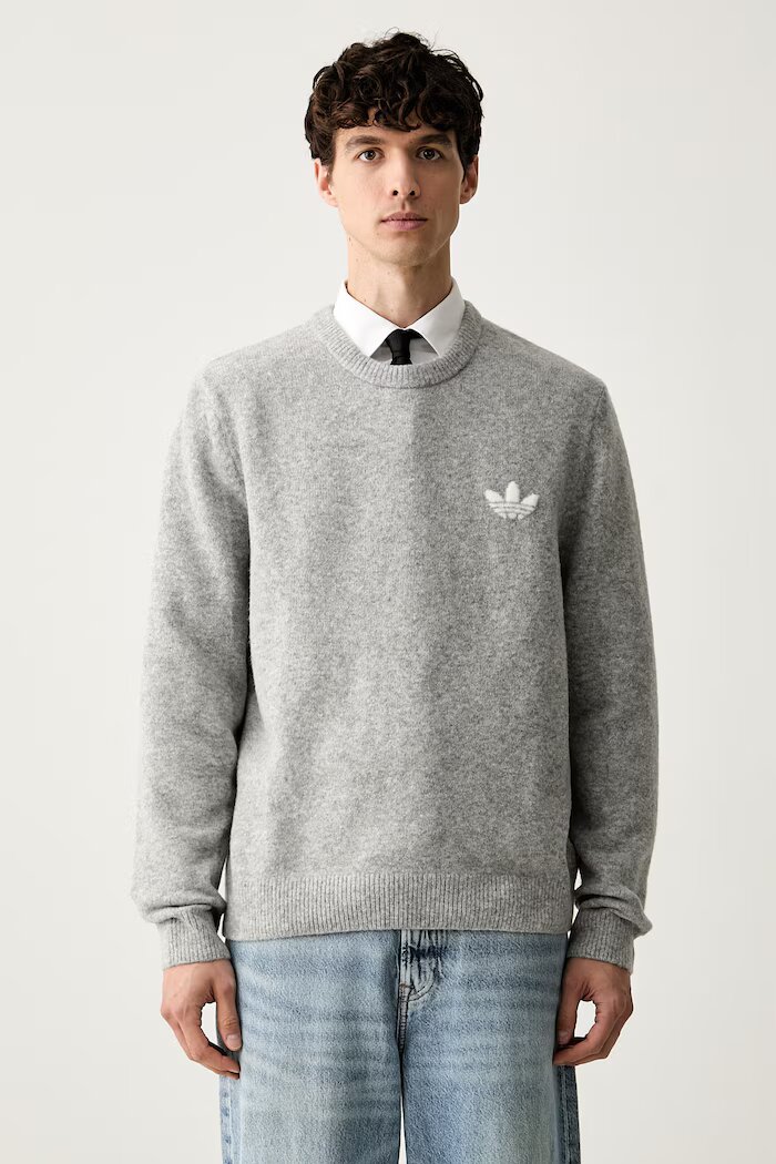 adidas Originals пуловер мъжки с вълна Trefoil Essentials сив KS4889