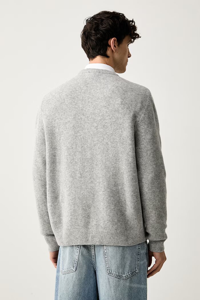 adidas Originals пуловер мъжки с вълна Trefoil Essentials сив KS4889
