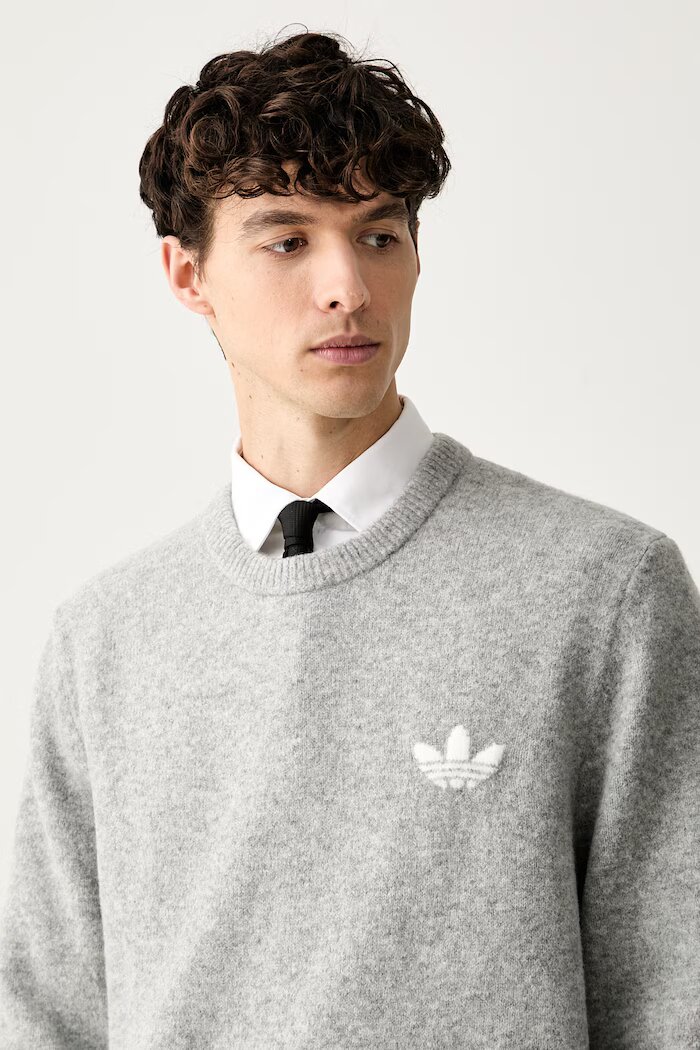 adidas Originals пуловер мъжки с вълна Trefoil Essentials сив KS4889