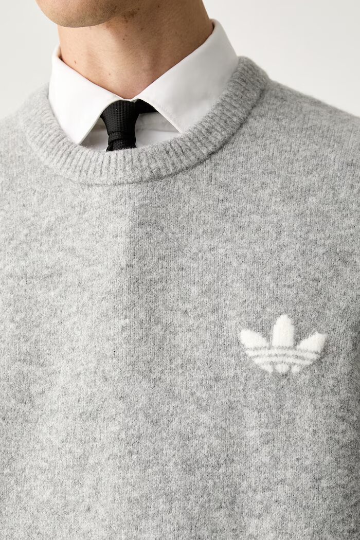 adidas Originals пуловер мъжки с вълна Trefoil Essentials сив KS4889
