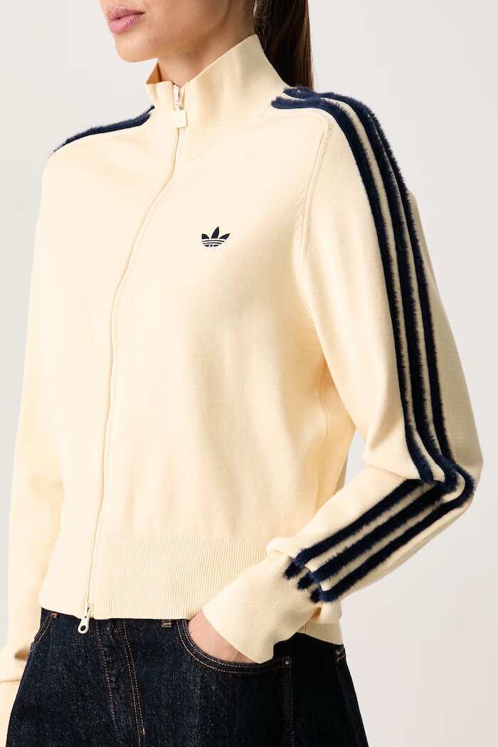 adidas Originals пуловер със закопчаване дамски с вискоза Knitted Firebird жълт KS6797