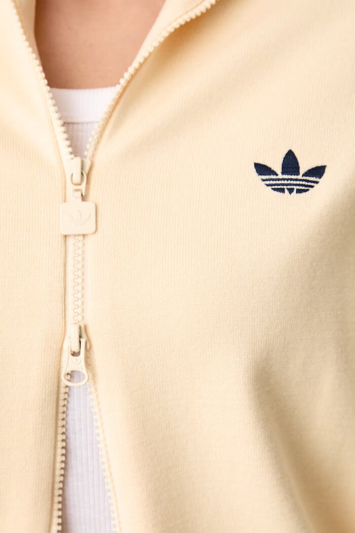 adidas Originals пуловер със закопчаване дамски с вискоза Knitted Firebird жълт KS6797