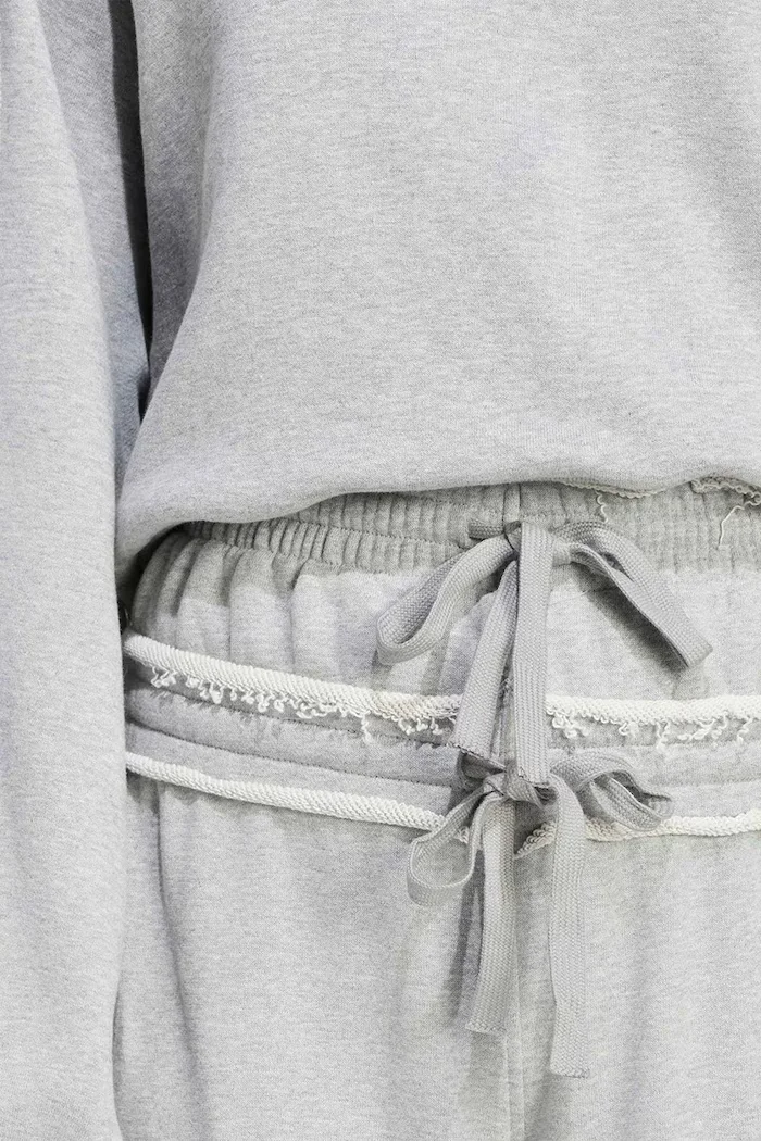 adidas Originals широк панталон дамски от памук SST Double сив с висока талия KT1932