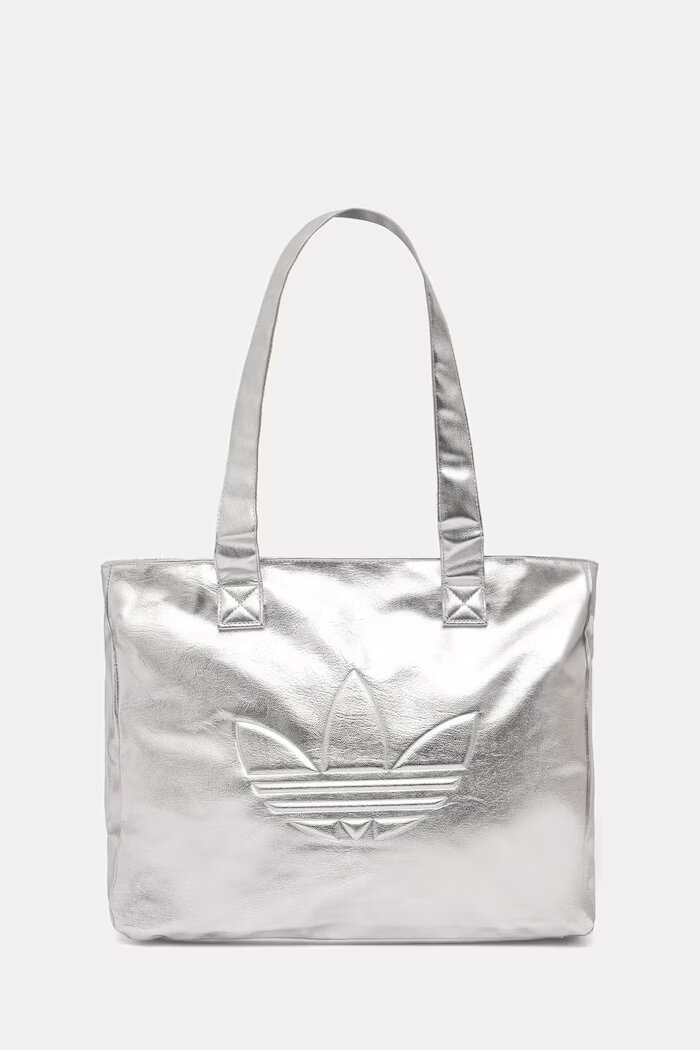 adidas Originals шопинг чанта дамска от имитация на кожа сребърна KR1566
