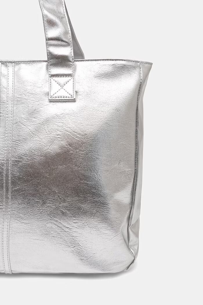 adidas Originals шопинг чанта дамска от имитация на кожа сребърна KR1566