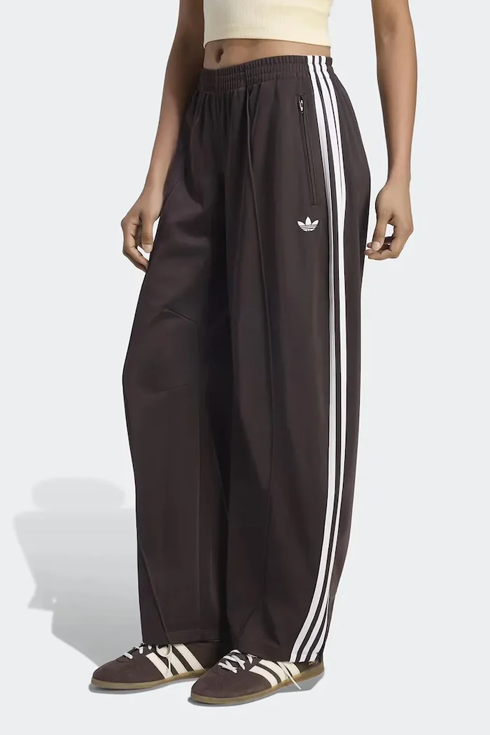 adidas Originals спортен панталон дамски Firebird Barrel кафяв с висока талия LF1058