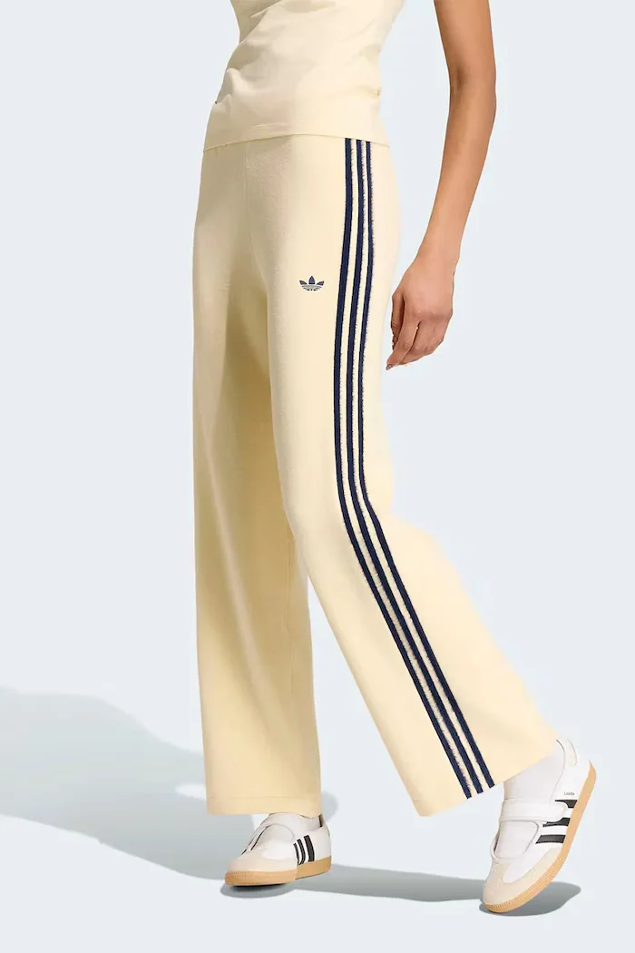 adidas Originals спортен панталон дамски Knit Firebird жълт с висока талия KS7363
