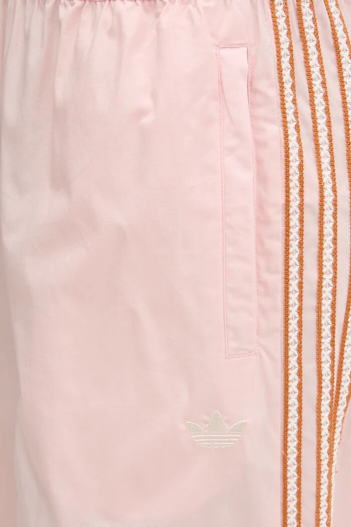 adidas Originals спортен панталон дамски от памук с еластан розов с висока талия KY3175