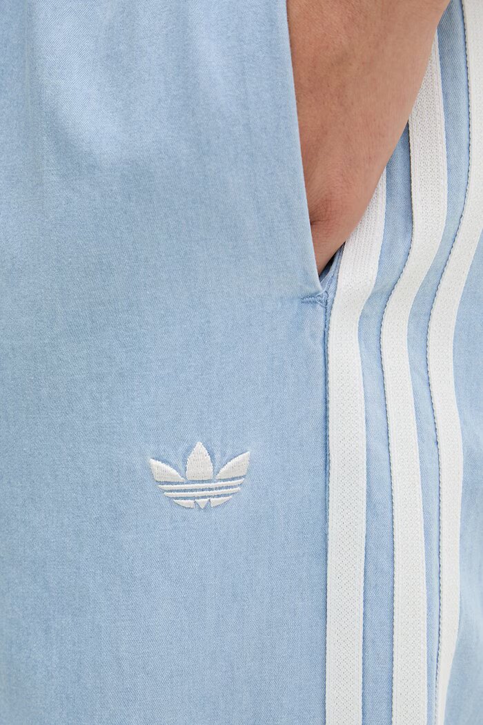 adidas Originals спортен панталон дамски от памук син с висока талия KY8111