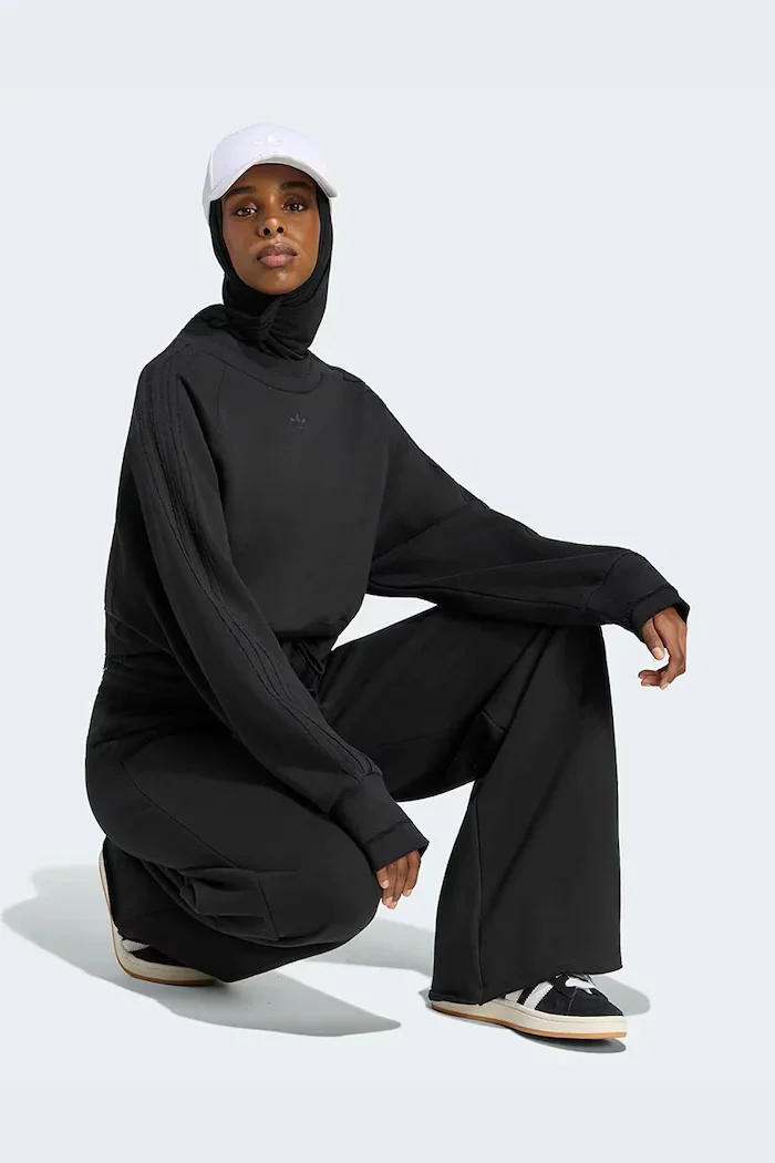 adidas Originals спортен панталон дамски от памук SST Double черен с висока талия KS9235