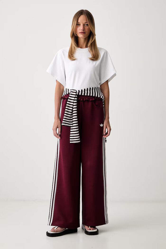 adidas Originals спортен панталон дамски Pleated Spacer бордо с висока талия LG4319