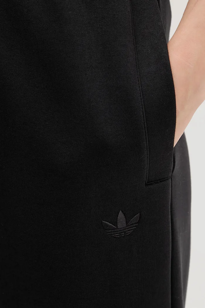 adidas Originals спортен панталон дамски с памук 3 Stripes черен със стандартна талия JX2733