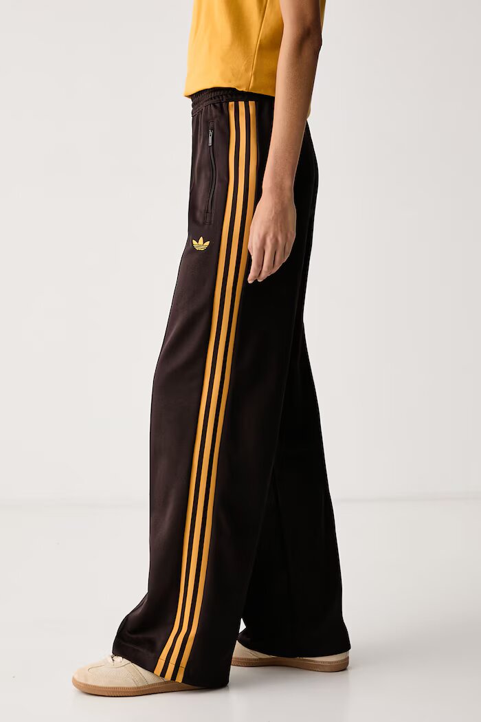 adidas Originals спортен панталон дамски с памук Beckenbauer кафяв с висока талия KS4741