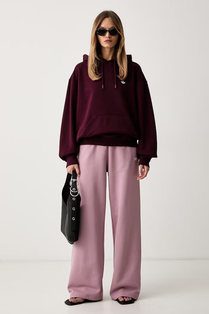 adidas Originals спортен панталон дамски с памук Essentials розов с висока талия KT2280