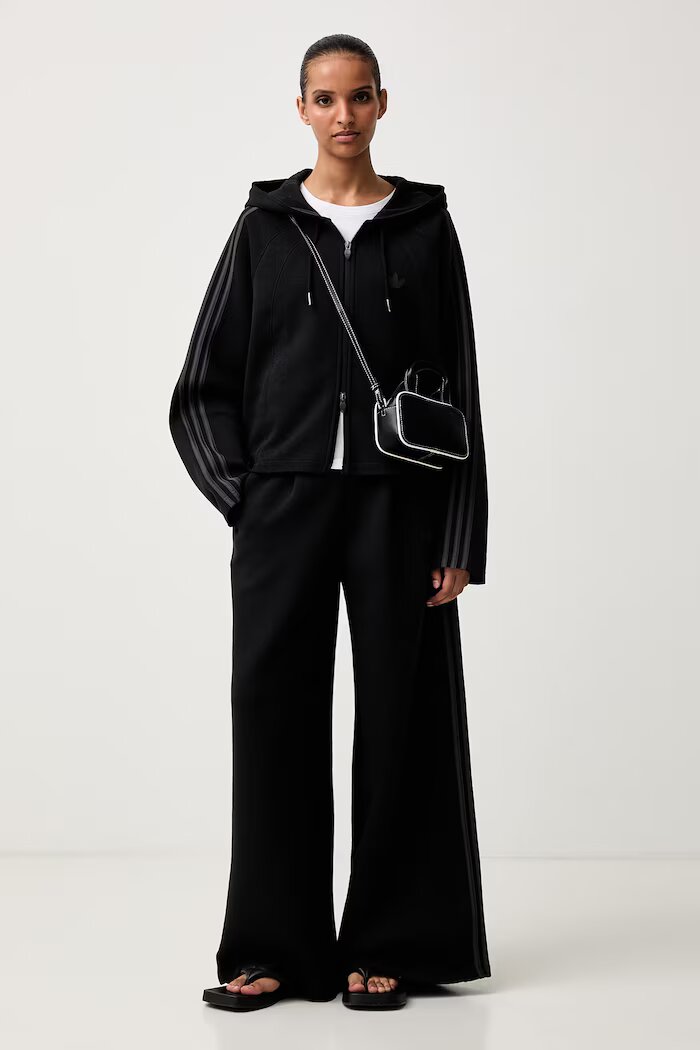 adidas Originals спортен панталон дамски с памук SST 2.0 черен с висока талия KT1779