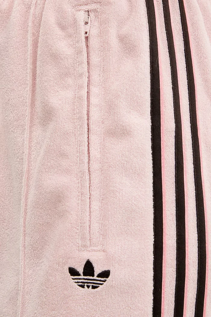 adidas Originals спортен панталон дамски с памук Terry Towel Firebird розов с висока талия KD1414