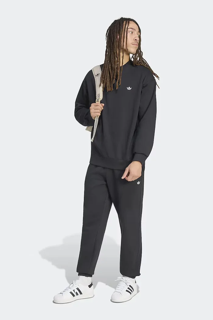 adidas Originals спортен панталон мъжки от памук Trefoil Essentials черен KQ8557