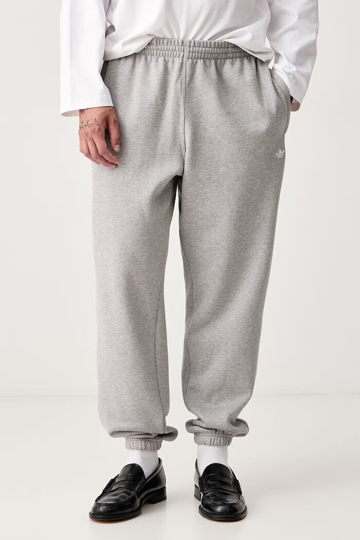 adidas Originals спортен панталон мъжки с памук Trefoil Essentials сив със стандартна талия KS9827