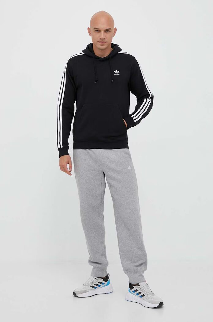 adidas Originals Суичър 3-Stripes в черно с качулка апликация IM2088