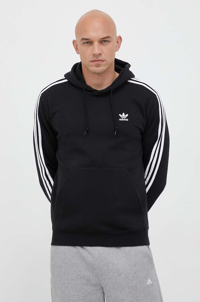 adidas Originals Суичър 3-Stripes в черно с качулка апликация IM2088