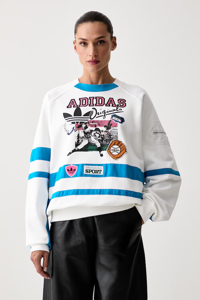 adidas Originals суичър дамски от памук Archive Baseball бял KS9209